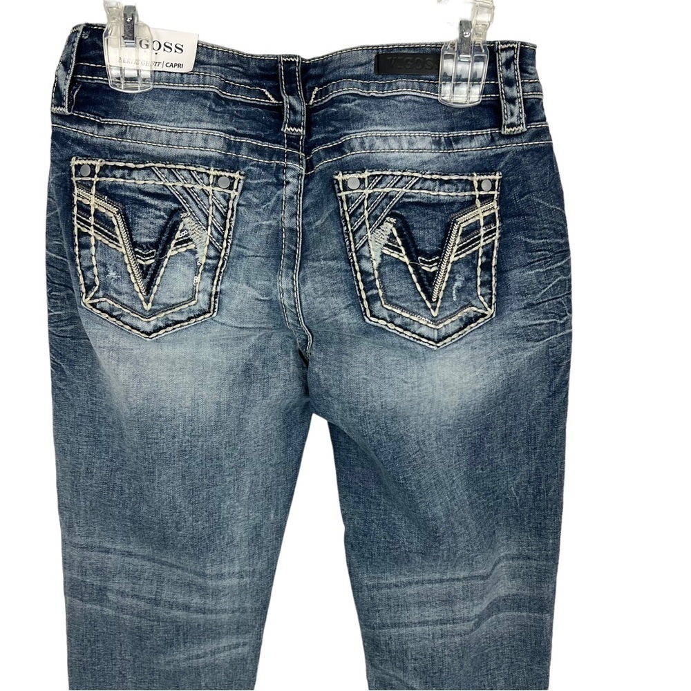 NWT VIGOSS HERITAGE FIT Women’s Blue Jean Capris Sz 4 Distressed Stretch Pockets - Picture 4 of 13